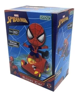 SPIDERMAN SUPER CAR CON LUZ GIRO Y SONIDO COD 2456