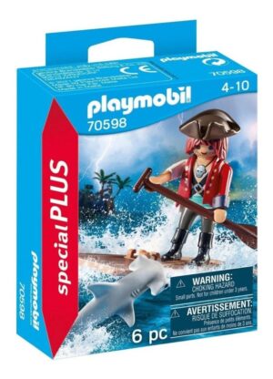 PLAYMOBIL PIRATA CON BALSA Y TIBURON SPECIAL PLUS COD 70598