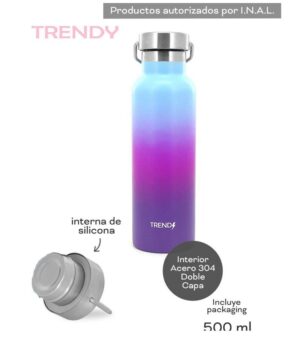 BOTELLA DEPORTIVA TRENDY ACERO INOXIBABLE 500 ML COD 12512 - Imagen 3