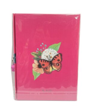 DIARIO INTIMO MARIPOSAS ESTUCHE CON CANDADO FUCSIA COD 2203 - Imagen 3