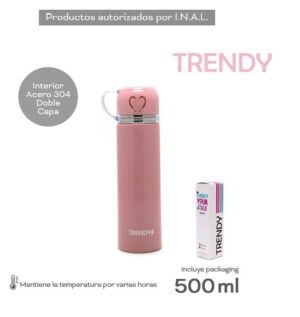 TRENDY TERMO BOTELLA PICO CEBADOR TAZA EN TAPA COD 14088 ROSA - Imagen 3