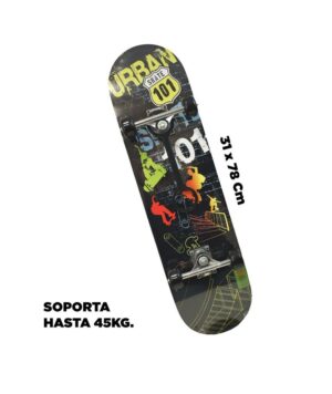 PATINETA SKATE BOARD MADERA FLAT URBAN COD IK0456 - Imagen 2