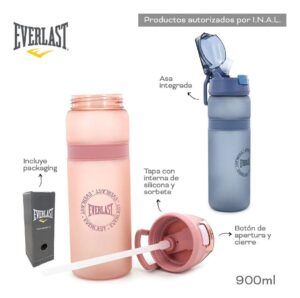 BOTELLA EVERLAST DEPORTIVA TAPA CON SORBETE COD 13966 ROSA - Imagen 3