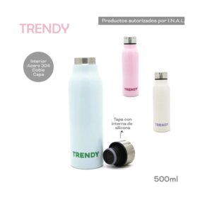 BOTELLA TERMICA TRENDY ACERO DOBLE CAPA INOX  COD 16442 ROSA - Imagen 4