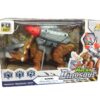 DINOSAURIO TRICERATOPS LANZA COHETES LUZ SONIDO COD 54335 MARRON