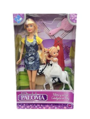 MUNECA PALOMA Y SU HIJA CARO CABALGATA EN PONY COD 7568 BLANCO