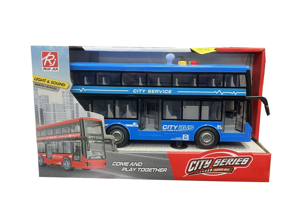 AUTUBUS A FRICCION DOBLE PISO LUZ SONIDO CITY SERIES COD T0002 AZUL