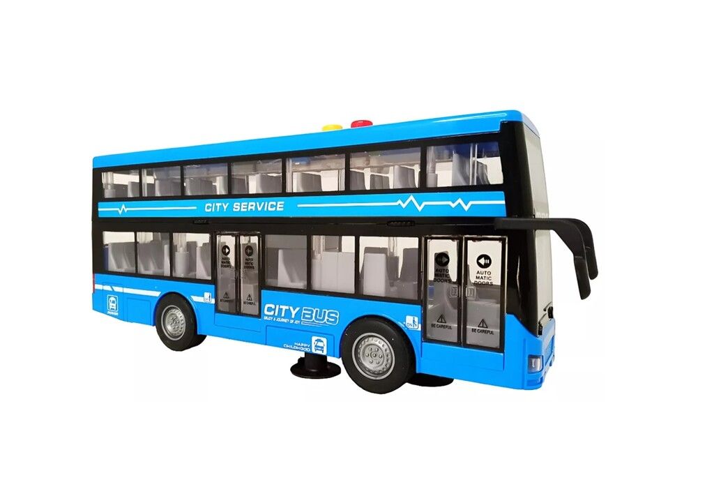 AUTUBUS A FRICCION DOBLE PISO LUZ SONIDO CITY SERIES COD T0002 AZUL - Imagen 3