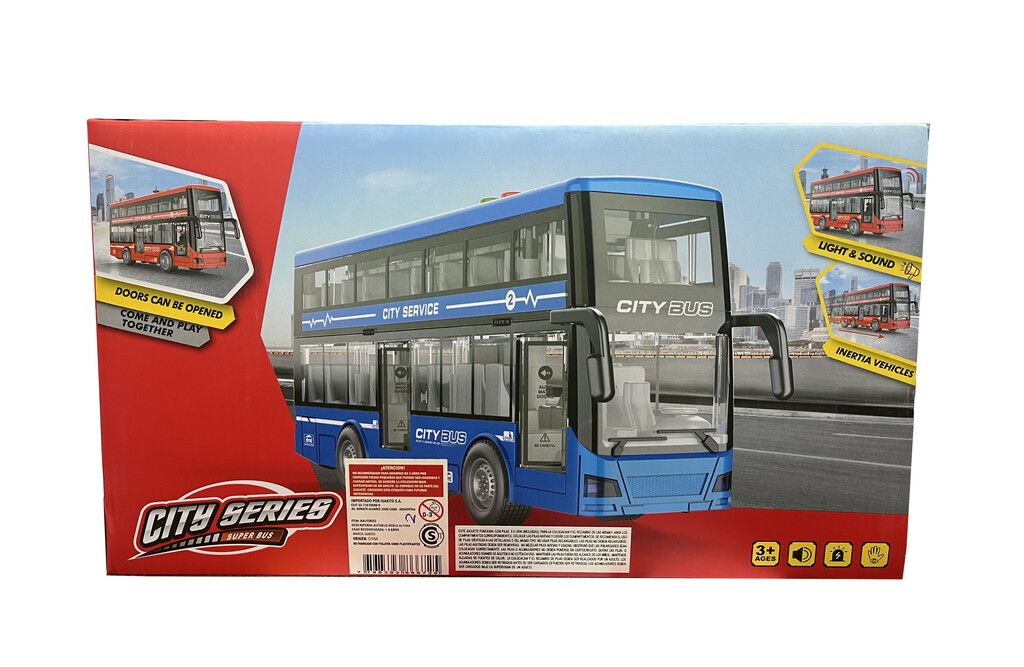 AUTUBUS A FRICCION DOBLE PISO LUZ SONIDO CITY SERIES COD T0002 AZUL - Imagen 5