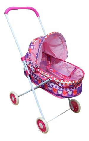 COCHE CUNA PARA MUÑECA 4 RUEDAS DE CAÑO 4 RUEDAS GOMA COD 23881