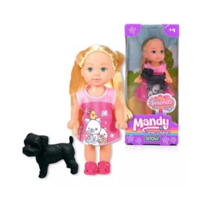 MUÑECA MANDY 11 CM CON MASCOTA PUPPY COD 2682 ROSA - Imagen 3