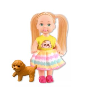 MUÑECA MANDY 11 CM CON MASCOTA PUPPY COD 2682 AMARILLO - Imagen 2
