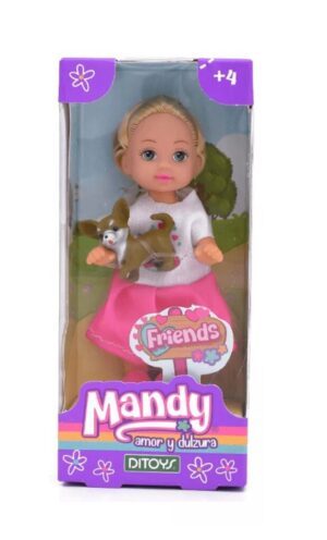 MUÑECA MANDY 11 CM CON MASCOTA PUPPY COD 2682 BLANCO