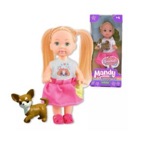 MUÑECA MANDY 11 CM CON MASCOTA PUPPY COD 2682 BLANCO - Imagen 3