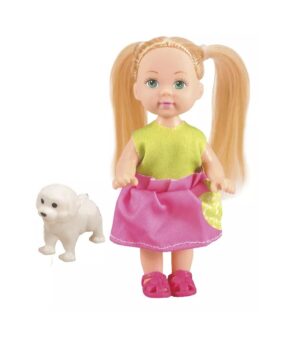 MUÑECA MANDY 11 CM CON MASCOTA PUPPY COD 2682 VERDE - Imagen 2