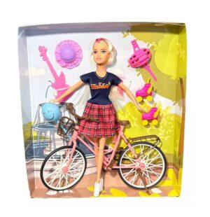 MUÑECA TINY CON BICICLETA  PATINES Y ACCESORIOS COD 53411 AZUL - Imagen 2