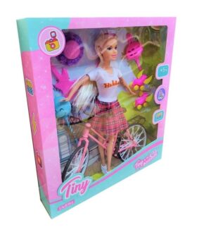 MUÑECA TINY CON BICICLETA  PATINES Y ACCESORIOS COD 53411 BLANCO - Imagen 3