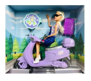 MUNECA TINY CON LENTES Y SU MOTO FASHION COD 54459 AZUL - Imagen 2