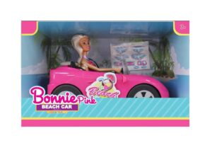 MUÑECA BONNIE PINK CON HERMANA Y  AUTO CONVERTIBLE COD B088