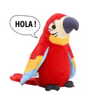 PELUCHE LORO HOLA LOLO GRABA Y REPITE FRACES COD 1934 ROJO - Imagen 2