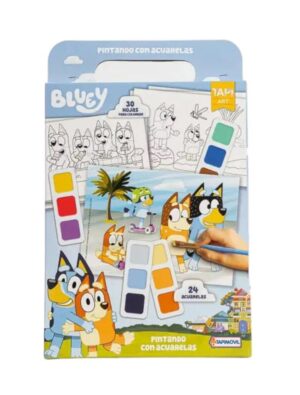 BLUEY PINTANDO CON ACUARELAS 30.HOJAS 24 ACUARELAS COD 1196