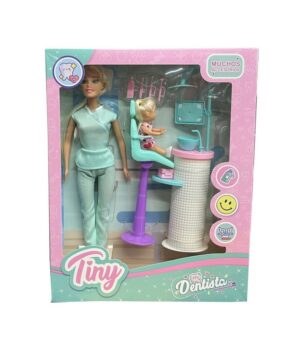 MUÑECA TINY DENTISTA CON PACIENTE Y ACCESORIOS COD 54462 VERDE