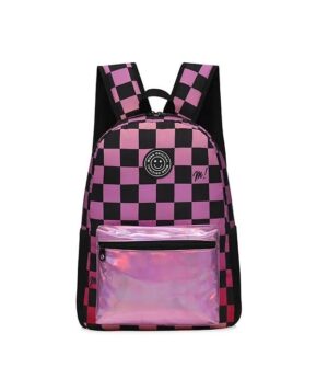 MOCHILA MUAA ESCOLAR URBANA ORIGINAL COD 17588 CUADRO ROSA