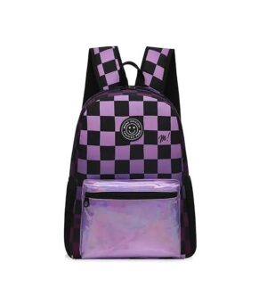 MOCHILA MUAA ESCOLAR URBANA ORIGINAL COD 17588 CUADRO VIOLETA