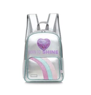 MOCHILA TRENDY BORN TO SHINE URBANA ESCOLAR COD 17616 PLATEADO