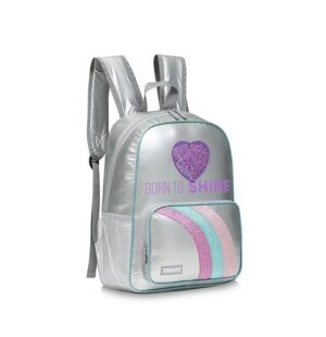 MOCHILA TRENDY BORN TO SHINE URBANA ESCOLAR COD 17616 PLATEADO - Imagen 2