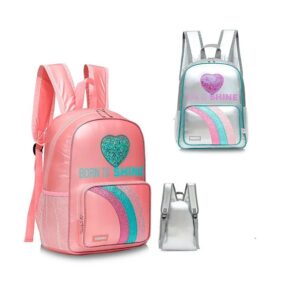 MOCHILA TRENDY BORN TO SHINE URBANA ESCOLAR COD 17616 PLATEADO - Imagen 3