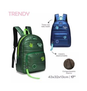 MOCHILA TRENDY DINO URBANA ESCOLAR COD 17632 VERDE - Imagen 3