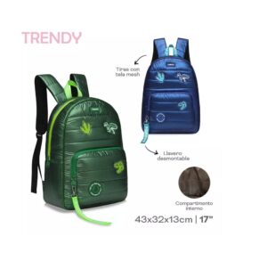 MOCHILA TRENDY DINO URBANA ESCOLAR COD 17632 AZUL - Imagen 3