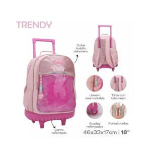 MOCHILA TRENDY CON CARRITO ROSA BASE REFORZADA COD 28040 - Imagen 5