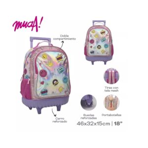 MOCHILA MUAA EMOJIC CON CARRITO 18 PULG COD 28054 - Imagen 5