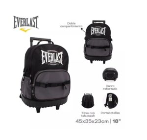 MOCHILA EVERLAST NEGRA CON CARRITO BASE REFORZADA COD 28064 - Imagen 5