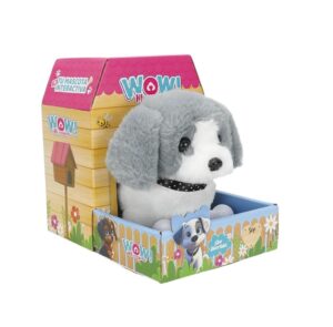 PELUCHE PERRO INTERACTIVO WOW CON HUESO COD IK0692 GRIS BLANCO - Imagen 2