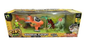 SET DINOSAURIO CON HELICOPTERO Y FIGURA LUZ SONID VR2 IK0111 MODELO 2