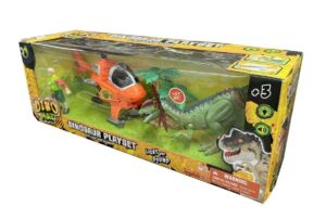 SET DINOSAURIO CON HELICOPTERO Y FIGURA LUZ SONID VR2 IK0111 MODELO 2 - Imagen 2