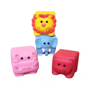 CUBOS APILABLES ANIMALITOS SAFARI X 4  GOMA SUAVE COD 1610 - Imagen 3