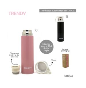 TERMO TRENDY BOTELLA TERMICA PICO CEBADOR COD 14092 ROSA - Imagen 4