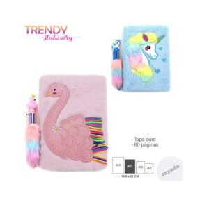 DIARIO CUADERNO TRENDY CON BOLIG TAPA DURA COD 15225 ROSA - Imagen 4