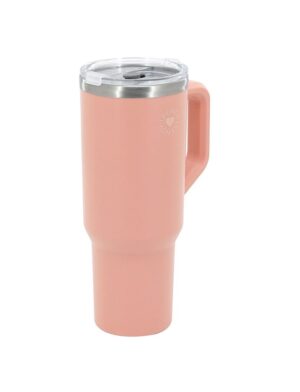 VASO TERMICO TRENDY 1200 ML CON TAPA Y MANIJA COD 18482 ROSA - Imagen 2