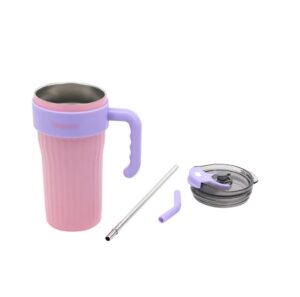 VASO TERMICO TRENDY CON MANIJA Y SORBETE COD 18440 ROSA - Imagen 3