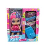 MUÑECA DIVER SURPRISE  VAMOS DE VIAJE COD DIV126 VALIJA CELESTE