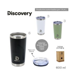 VASO TERMICO DISCOVERY ACERO INOX CON TAPA 600ML COD 18494 N - Imagen 4
