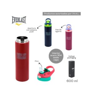 BOTELLA TERMICA EVERLAST DEPORTIVA 600 ML COD 18479 FUCSIA - Imagen 5