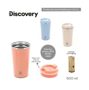 VASO TERMICO DISCOERY 500 ML CON TAPA ACERO INOX COD 18493 CELES - Imagen 5