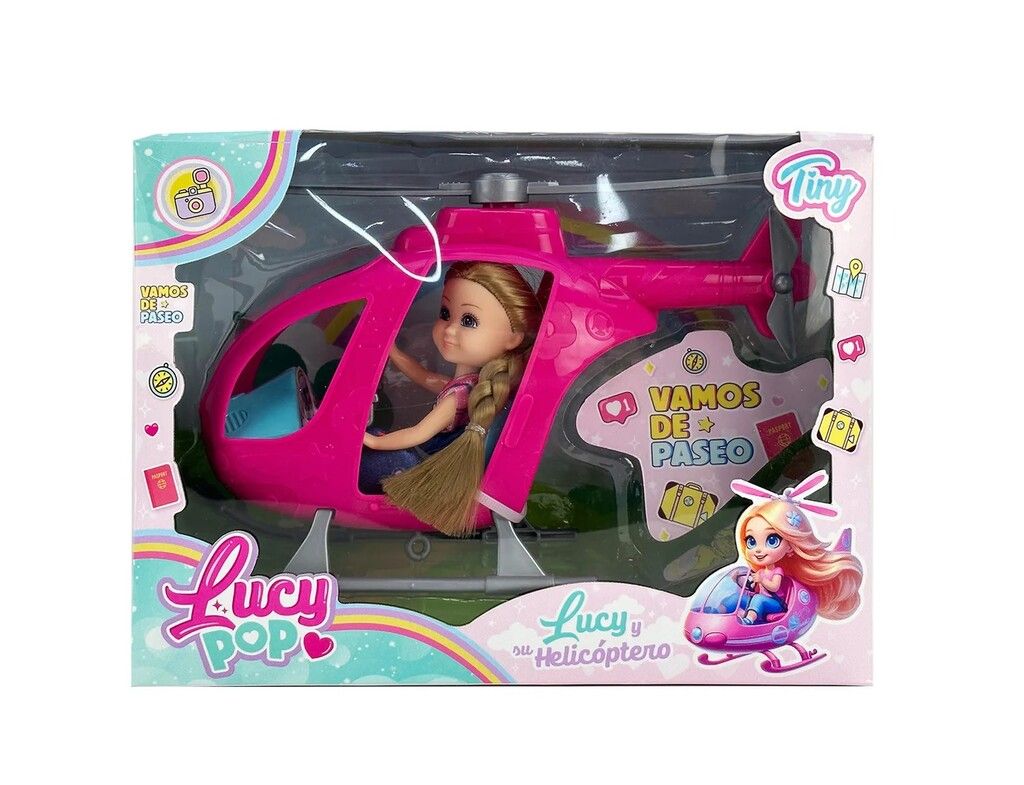 MUNECA LUCY POP CON SU HELICOPTERO VAMOS DE PASEO COD 55025