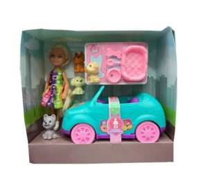 MUÑECA LUCY POP Y SU AUTO DE PASEO CON ACCESORIOS COD 55657 VER - Imagen 2